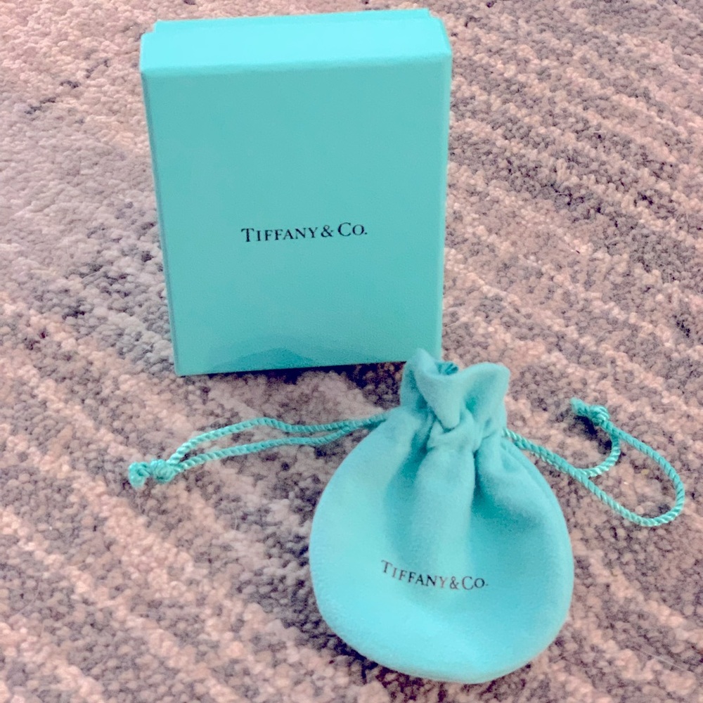 Tiffany and Co. Jewelry pouch and box with original cushion and gift bag